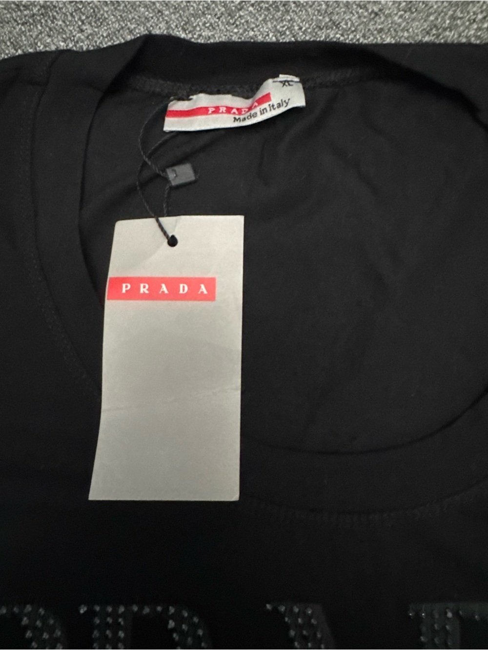 Prada Black Crystal-Studded Logo Tee - Picture 3 of 5